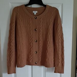 Market & Spruce Tan/Brown Cable Knit Cardigan, L